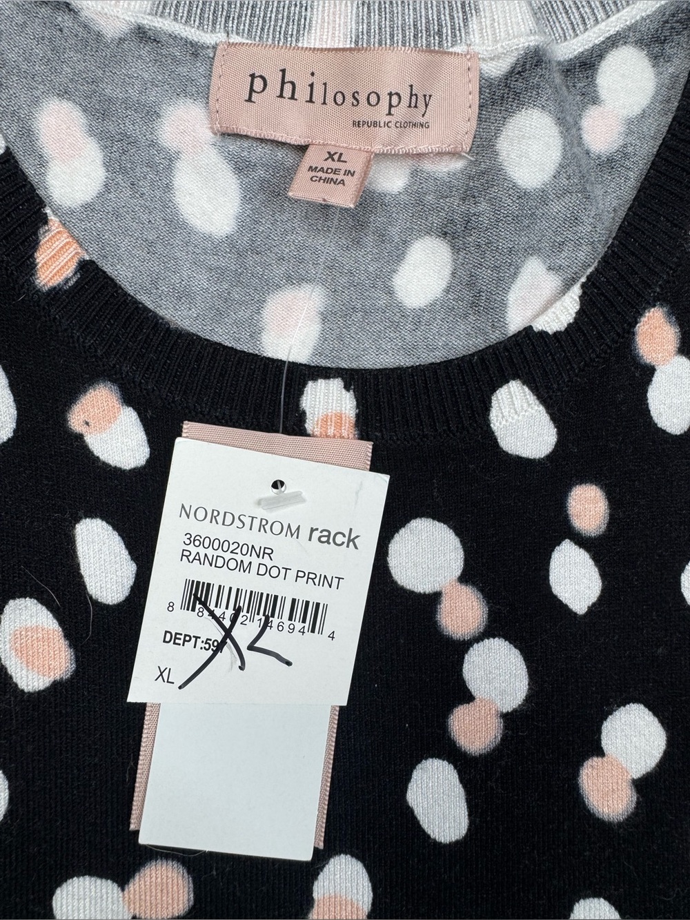 NWT Philosophy Black With Dot Sleeveless Sweater Print Womens XL - Picture 4 of 10
